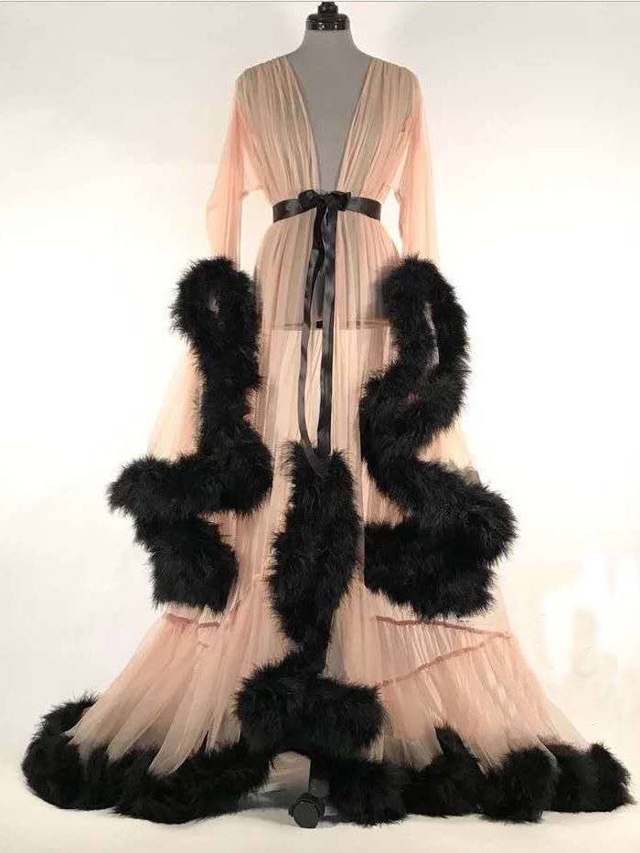 Women's Lingeries Feather Flared Sleeve Trailing Sheer Nightdress - Lingeries - Instastyled | Online Fashion Free Shipping Clothing, Dresses, Tops, Shoes - 18/02/2022 - All Accs & Jewelry - color-black