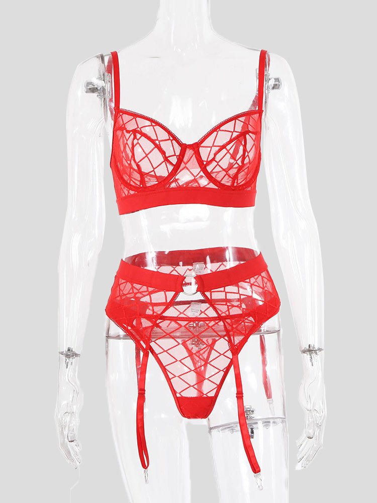 Women's Lingeries Mesh Hollow Girdle Underwear Three Piece Set - Lingeries - Instastyled | Online Fashion Free Shipping Clothing, Dresses, Tops, Shoes - 18/02/2022 - 20-30 - All Accs & Jewelry