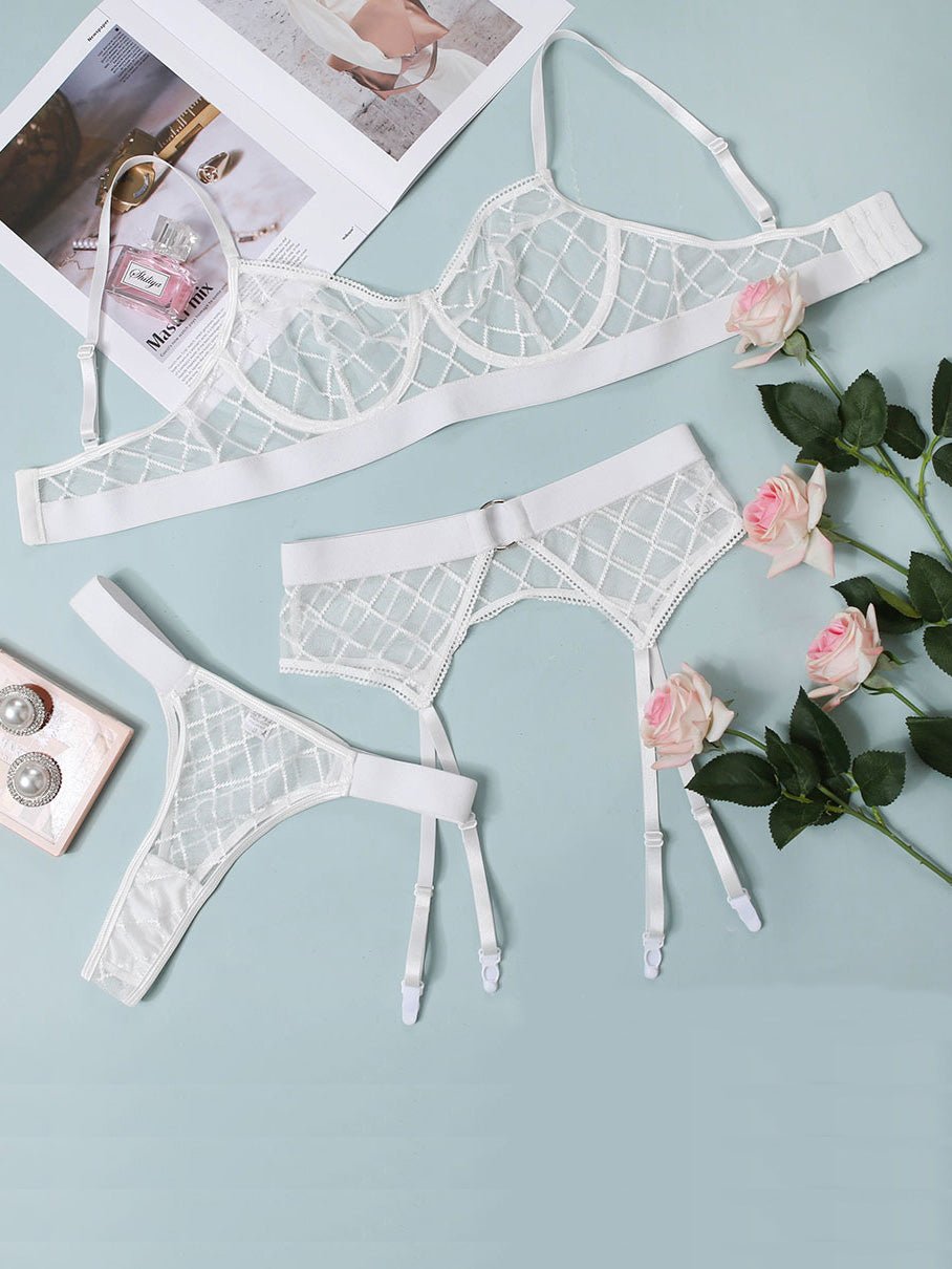 Women's Lingeries Mesh Hollow Girdle Underwear Three Piece Set - Lingeries - Instastyled | Online Fashion Free Shipping Clothing, Dresses, Tops, Shoes - 18/02/2022 - 20-30 - All Accs & Jewelry