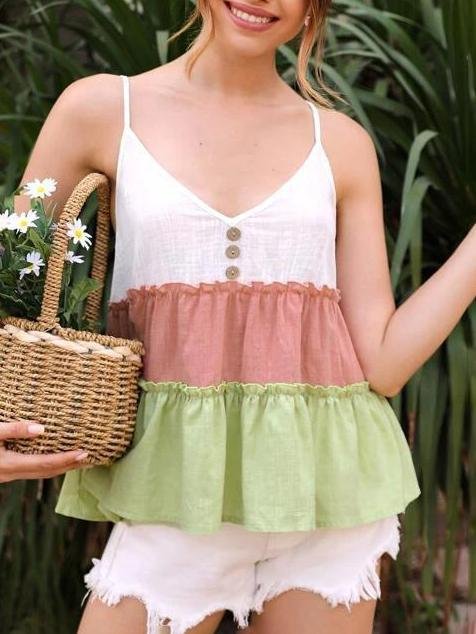 Women's New Color Matching Sling Tank Top - Tank Tops - INS | Online Fashion Free Shipping Clothing, Dresses, Tops, Shoes - 13/07/2021 - 20-30 - color-white