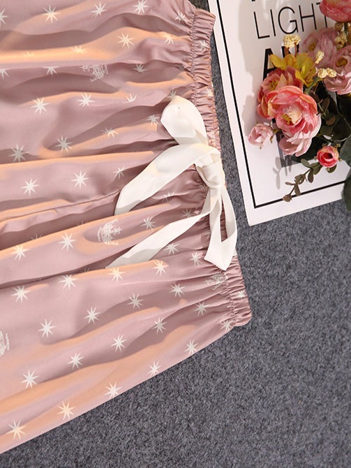 Women's Pajamas Acetate Silk Lace Printed Long Sleeve Trousers Homewear - Pajamas - Instastyled | Online Fashion Free Shipping Clothing, Dresses, Tops, Shoes - 17/12/2021 - Bottoms - color-black