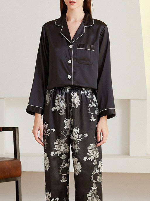 Women's Pajamas Acetate Silk Long Sleeve Trousers Home Pajamas - Pajamas - Instastyled | Online Fashion Free Shipping Clothing, Dresses, Tops, Shoes - 17/12/2021 - Bottoms - color-black