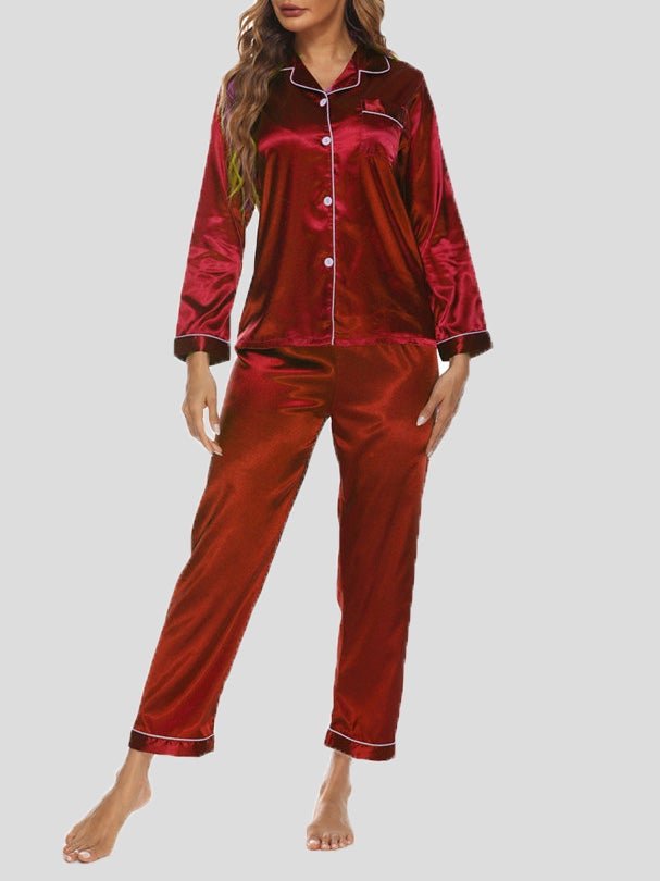 Women's Pajamas Acetate Silk Two-Piece Pajamas Set - Pajamas, - Instastyled | Online Fashion Free Shipping Clothing, Dresses, Tops, Shoes - 17/12/2021 - Bottoms - color-black