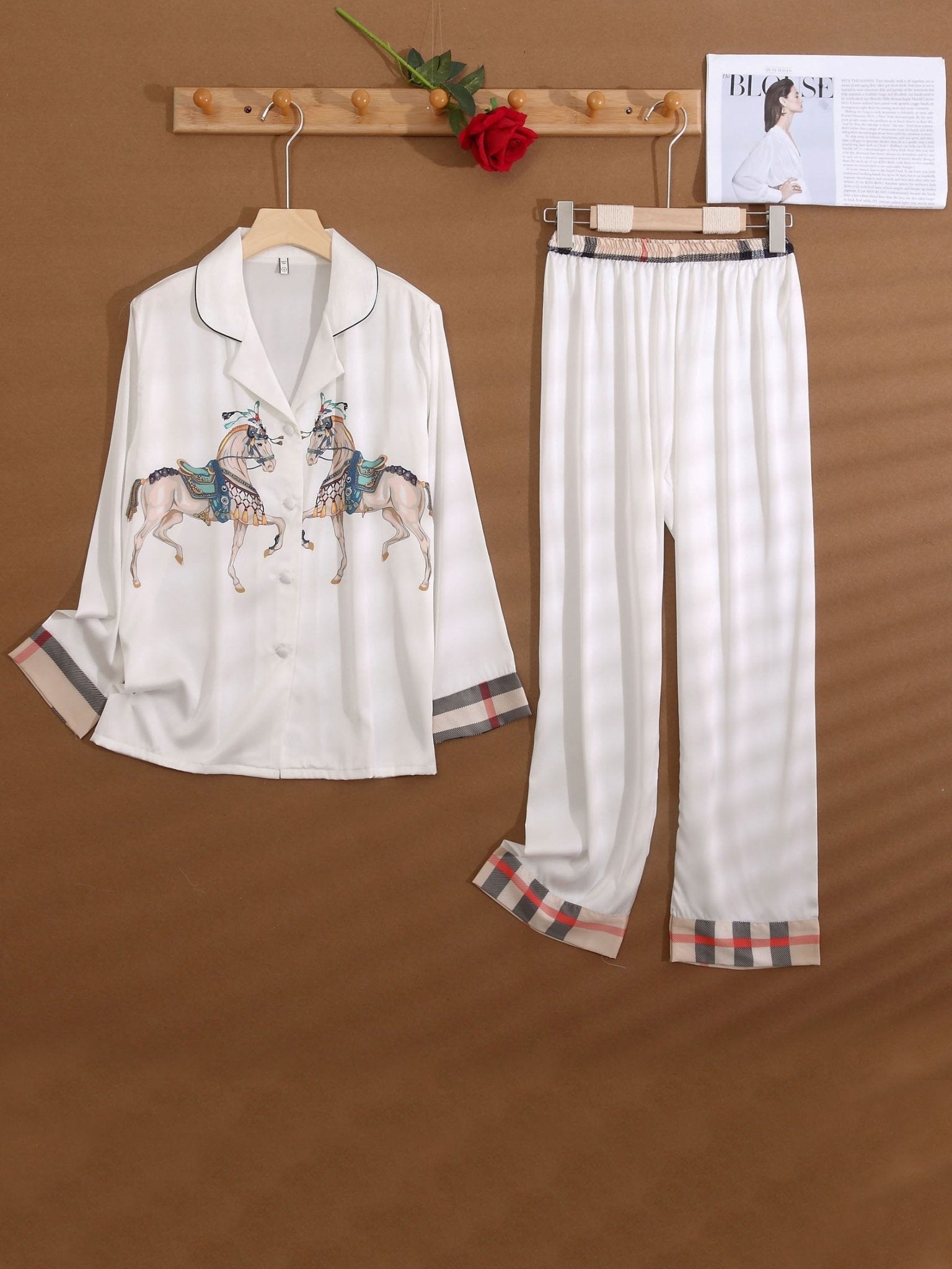 Women's Pajamas Fashion Printed Long Sleeve Trousers Home Service - Pajamas - Instastyled | Online Fashion Free Shipping Clothing, Dresses, Tops, Shoes - 17/12/2021 - Bottoms - color-black