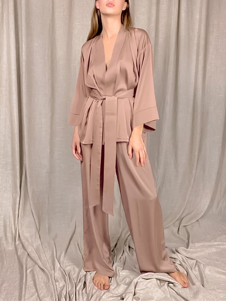 Women's Pajamas Long Sleeve Cardigan Belted Simple Home Pajamas - Pajamas - Instastyled | Online Fashion Free Shipping Clothing, Dresses, Tops, Shoes - 17/12/2021 - Bottoms - color-black