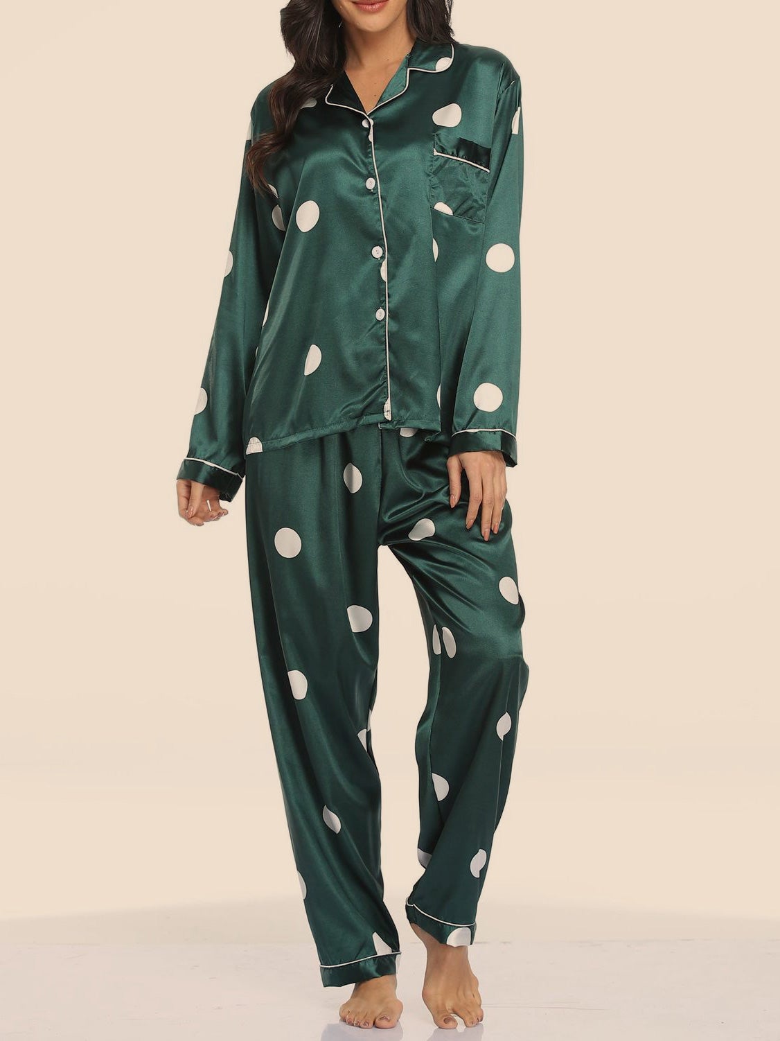 Women's Pajamas Printed Acetate Silk Two-Piece Home Pajamas Set - Pajamas - Instastyled | Online Fashion Free Shipping Clothing, Dresses, Tops, Shoes - 17/12/2021 - Bottoms - color-black