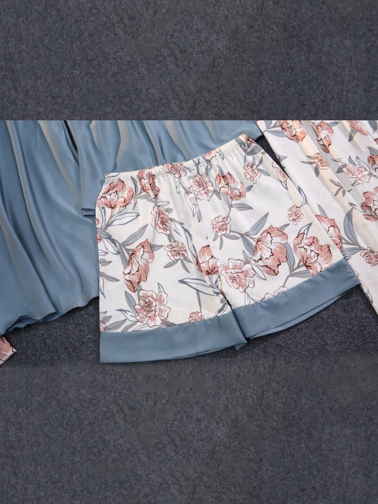 Women's Pajamas Printed Five-Piece Home Service Pajamas Set - Pajamas - Instastyled | Online Fashion Free Shipping Clothing, Dresses, Tops, Shoes - 17/12/2021 - Bottoms - color-black