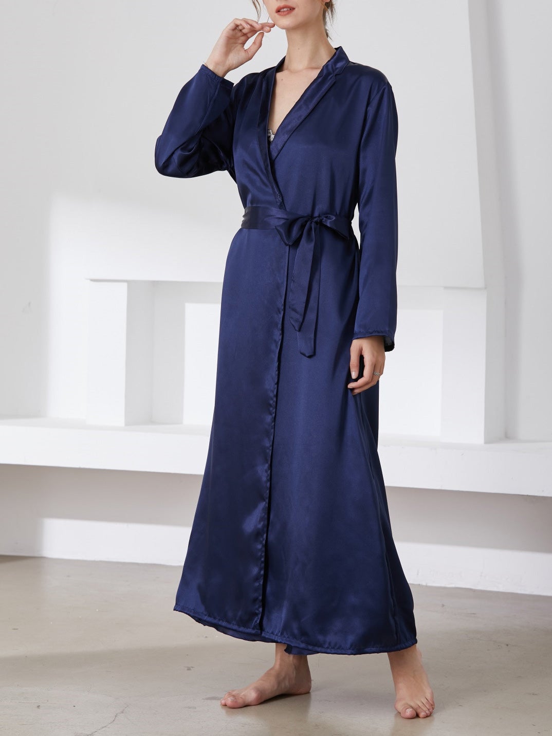 Women's Pajamas Trim And Full Length Acetate Silk Nightgown - Pajamas - Instastyled | Online Fashion Free Shipping Clothing, Dresses, Tops, Shoes - 18/12/2021 - Bottoms - Color_Blue