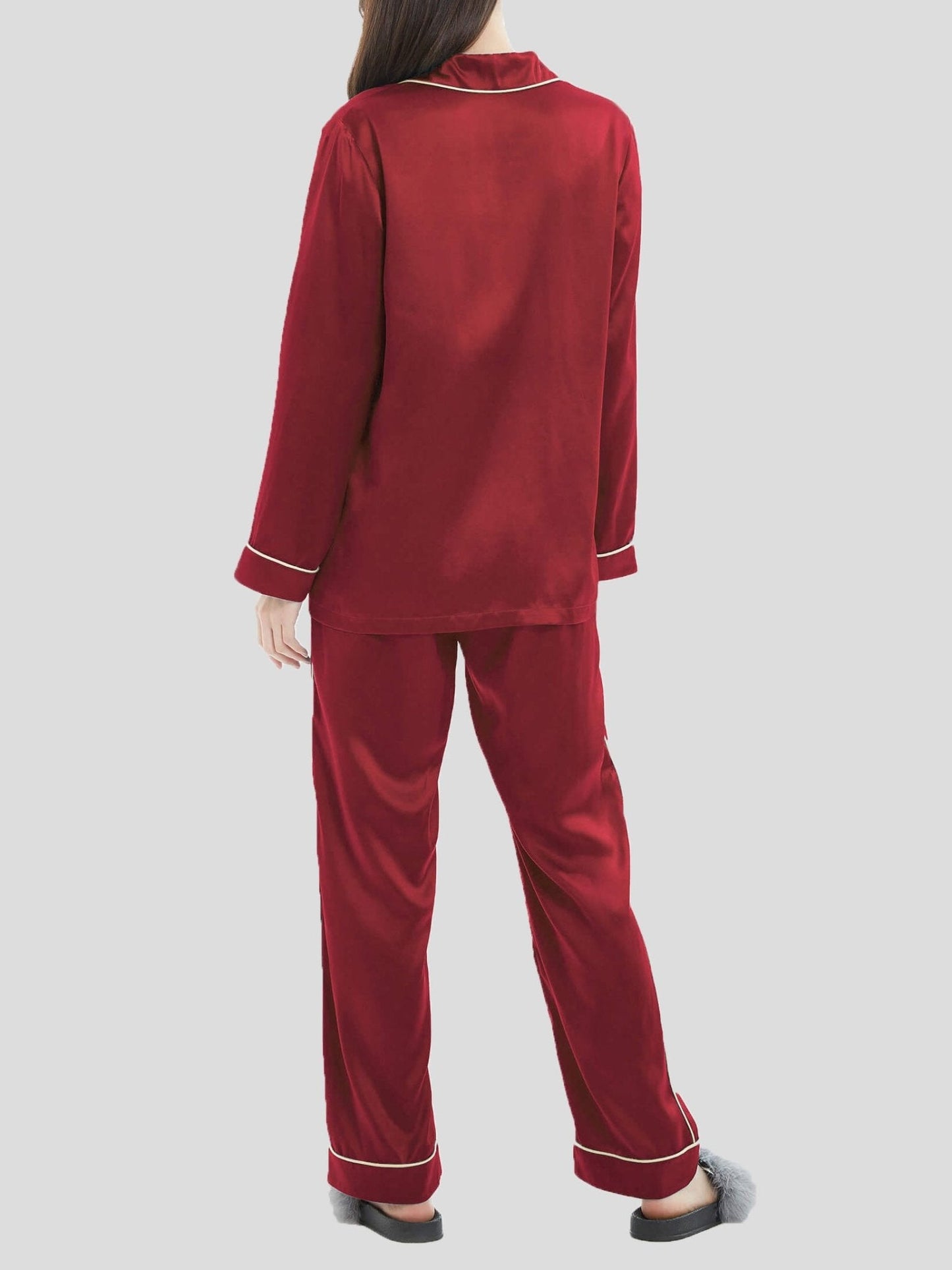 Women's Pajamas Two-Piece Acetate Silk Pajamas Set - Pajamas - Instastyled | Online Fashion Free Shipping Clothing, Dresses, Tops, Shoes - 18/12/2021 - Bottoms - Color_Blue