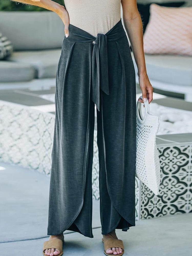 Women's Pants Casual Belted Irregular Hem Trousers - Pants - INS | Online Fashion Free Shipping Clothing, Dresses, Tops, Shoes - 02/11/2021 - 20-30 - Bottoms