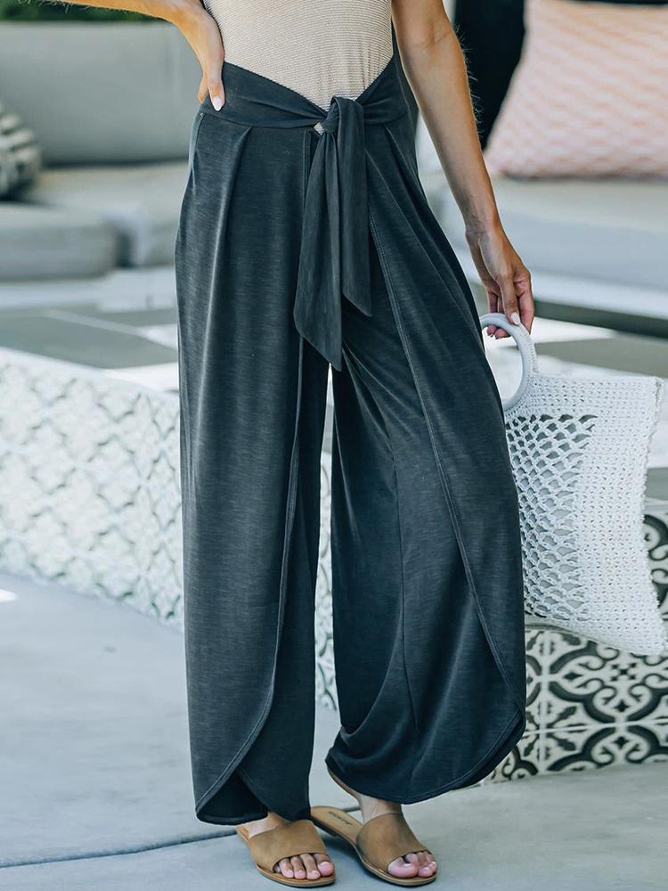 Women's Pants Casual Belted Irregular Hem Trousers - Pants - INS | Online Fashion Free Shipping Clothing, Dresses, Tops, Shoes - 02/11/2021 - 20-30 - Bottoms