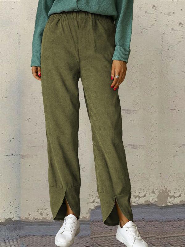 Women's Pants Corduroy Elastic Waist Straight-Leg Casual Pants - Pants - INS | Online Fashion Free Shipping Clothing, Dresses, Tops, Shoes - 20-30 - 25/10/2021 - Bottoms