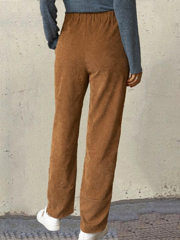 Women's Pants Corduroy Elastic Waist Straight-Leg Casual Pants - Pants - INS | Online Fashion Free Shipping Clothing, Dresses, Tops, Shoes - 20-30 - 25/10/2021 - Bottoms