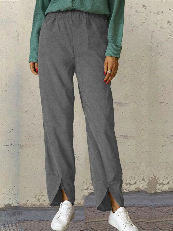 Women's Pants Corduroy Elastic Waist Straight-Leg Casual Pants - Pants - INS | Online Fashion Free Shipping Clothing, Dresses, Tops, Shoes - 20-30 - 25/10/2021 - Bottoms