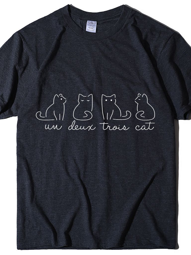 Women's Pure Color Cat Print Casual Oversize T-Shirt - INS | Online Fashion Free Shipping Clothing, Dresses, Tops, Shoes - GMC-All Under $10 - GMC-All Under $15 -