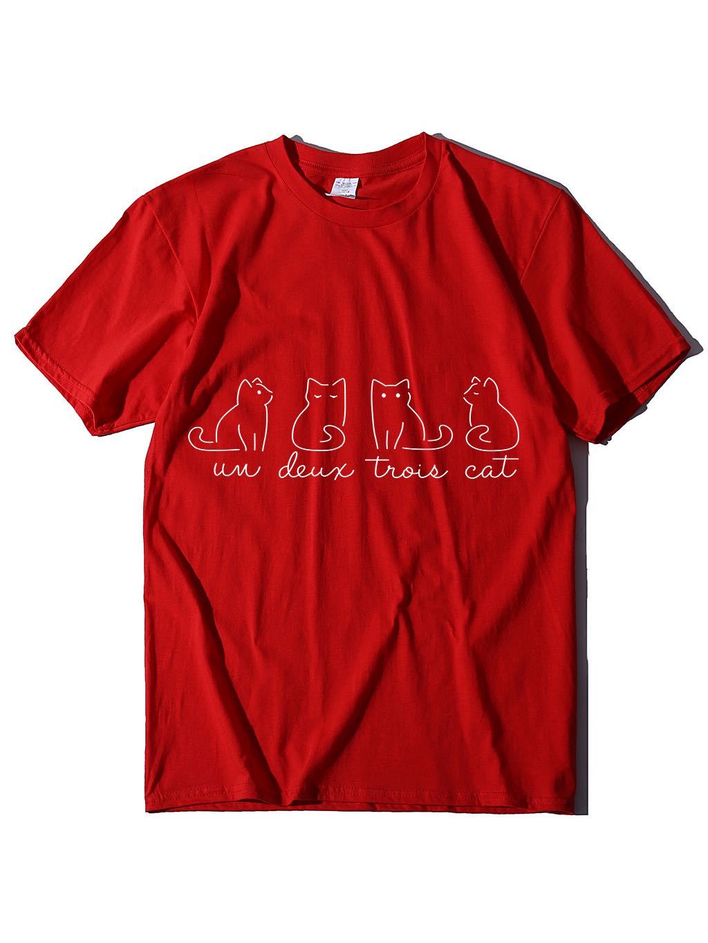 Women's Pure Color Cat Print Casual Oversize T-Shirt - INS | Online Fashion Free Shipping Clothing, Dresses, Tops, Shoes - GMC-All Under $10 - GMC-All Under $15 -