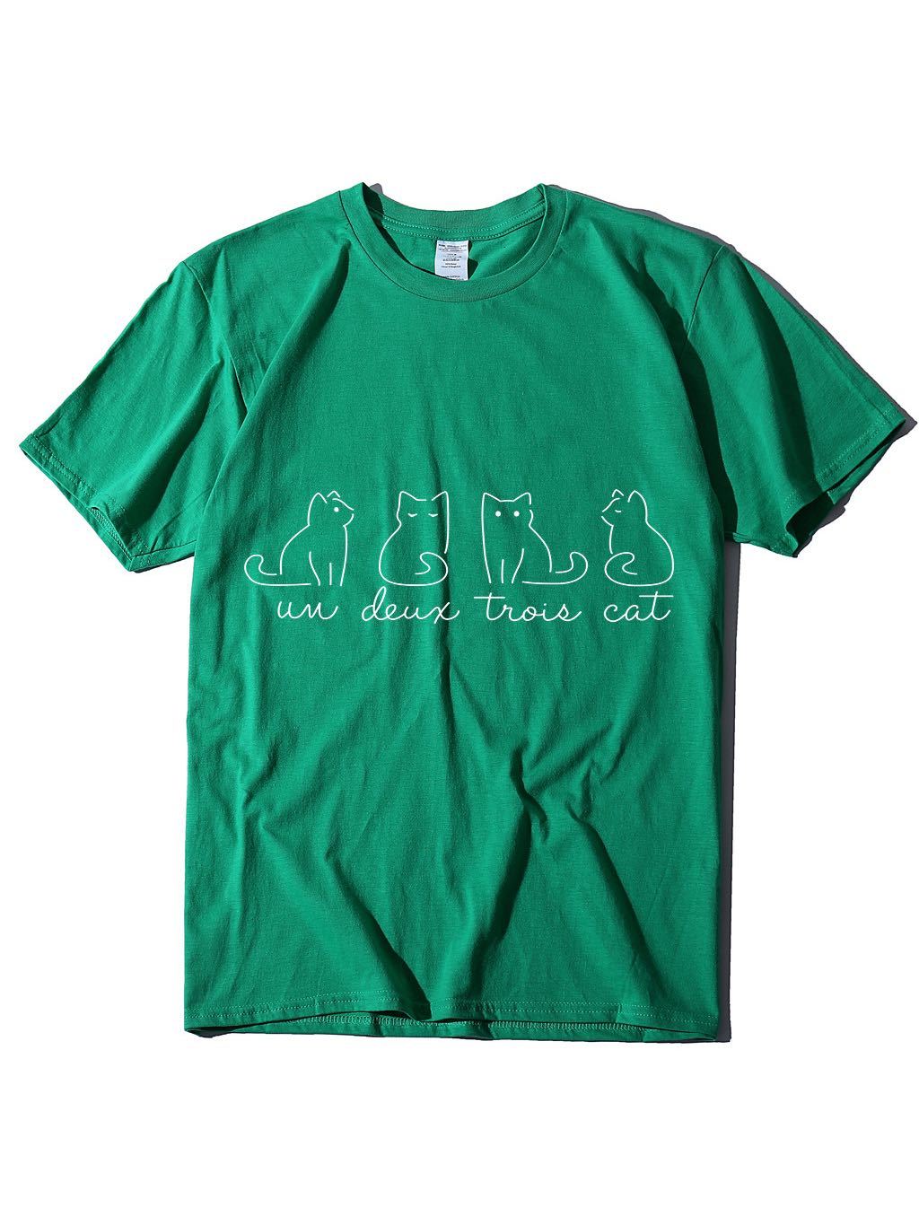 Women's Pure Color Cat Print Casual Oversize T-Shirt - INS | Online Fashion Free Shipping Clothing, Dresses, Tops, Shoes - GMC-All Under $10 - GMC-All Under $15 -