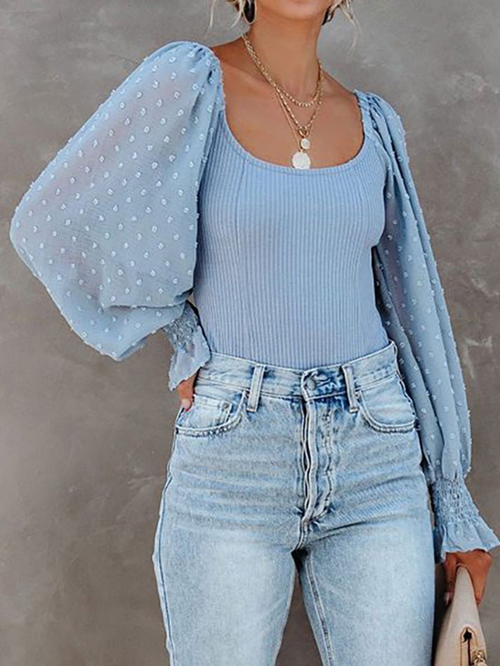 Women's Rompers Jacquard Square Neck Long Sleeve Bodysuit - Rompers - Instastyled | Online Fashion Free Shipping Clothing, Dresses, Tops, Shoes - 25/02/2022 - 30-40 - Bottoms