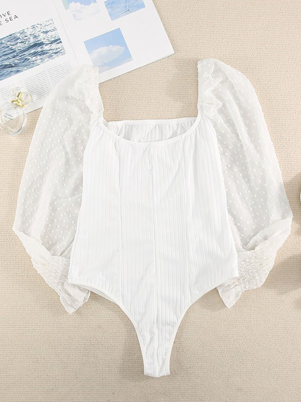 Women's Rompers Jacquard Square Neck Long Sleeve Bodysuit - Rompers - Instastyled | Online Fashion Free Shipping Clothing, Dresses, Tops, Shoes - 25/02/2022 - 30-40 - Bottoms