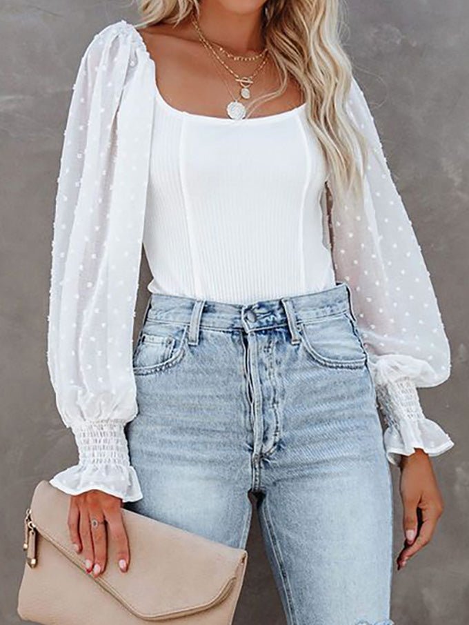 Women's Rompers Jacquard Square Neck Long Sleeve Bodysuit - Rompers - Instastyled | Online Fashion Free Shipping Clothing, Dresses, Tops, Shoes - 25/02/2022 - 30-40 - Bottoms