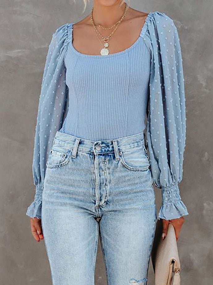 Women's Rompers Jacquard Square Neck Long Sleeve Bodysuit - Rompers - Instastyled | Online Fashion Free Shipping Clothing, Dresses, Tops, Shoes - 25/02/2022 - 30-40 - Bottoms