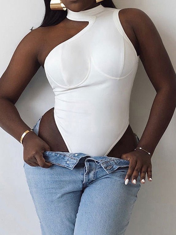 Women's Rompers Sloping Shoulder Halter Bare Back Bodysuit - Jumpsuits & Rompers - Instastyled | Online Fashion Free Shipping Clothing, Dresses, Tops, Shoes - 11/02/2022 - 20-30 - Bottoms