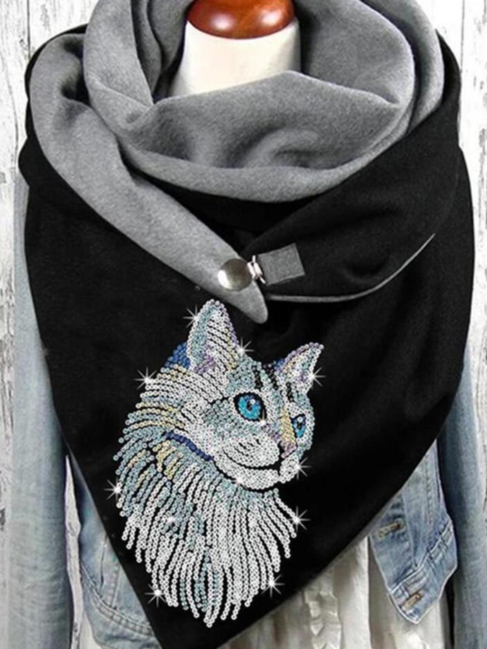 Women's Scarfs Hot Rhinestone Colored Cat Warm Button Scarf - Scarfs - INS | Online Fashion Free Shipping Clothing, Dresses, Tops, Shoes - 10-20 - 26/10/2021 - Accs & Jewelry