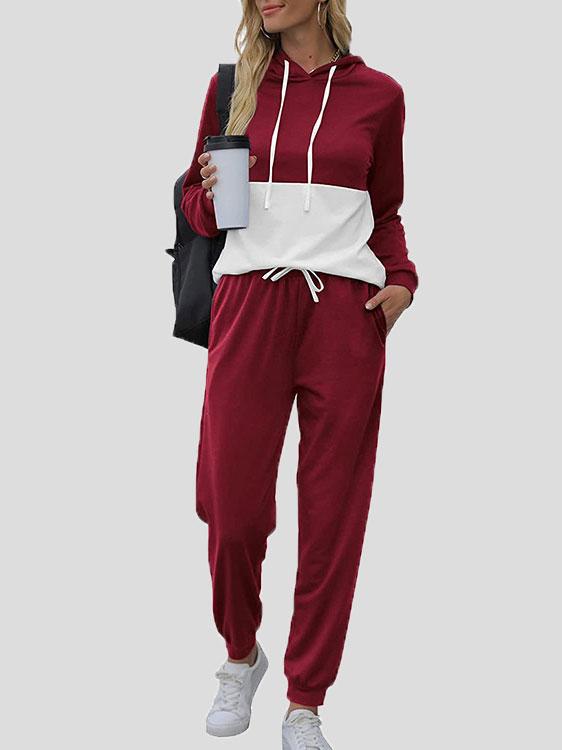 Women's Sets Colorblock Drawstring Hoodie & Lace-Up Trousers Two-Piece Suit - Sets - INS | Online Fashion Free Shipping Clothing, Dresses, Tops, Shoes - 08/11/2021 - 30-40 - Bottoms