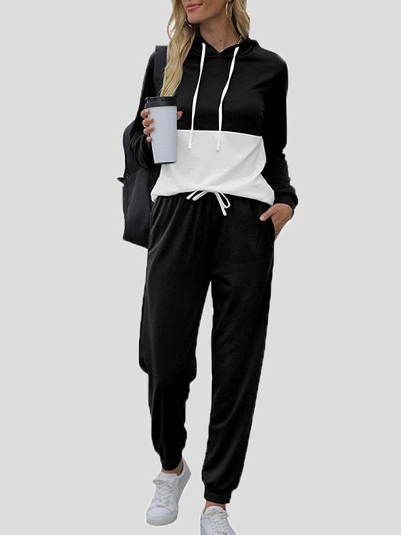 Women's Sets Colorblock Drawstring Hoodie & Lace-Up Trousers Two-Piece Suit - Sets - INS | Online Fashion Free Shipping Clothing, Dresses, Tops, Shoes - 08/11/2021 - 30-40 - Bottoms