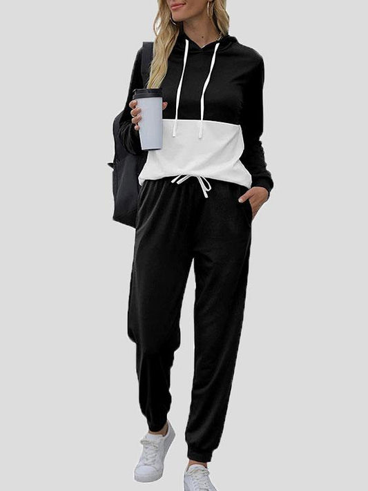 Women's Sets Colorblock Drawstring Hoodie & Lace-Up Trousers Two-Piece Suit - Sets - INS | Online Fashion Free Shipping Clothing, Dresses, Tops, Shoes - 08/11/2021 - 30-40 - Bottoms