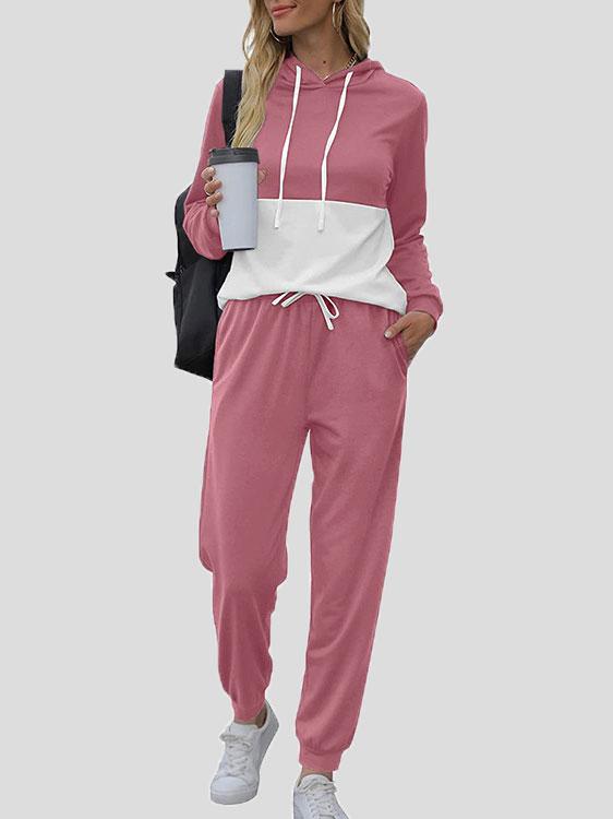 Women's Sets Colorblock Drawstring Hoodie & Lace-Up Trousers Two-Piece Suit - Sets - INS | Online Fashion Free Shipping Clothing, Dresses, Tops, Shoes - 08/11/2021 - 30-40 - Bottoms