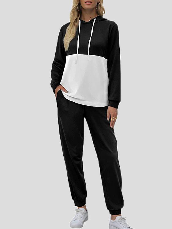 Women's Sets Colorblock Drawstring Hoodie & Lace-Up Trousers Two-Piece Suit - Sets - INS | Online Fashion Free Shipping Clothing, Dresses, Tops, Shoes - 08/11/2021 - 30-40 - Bottoms