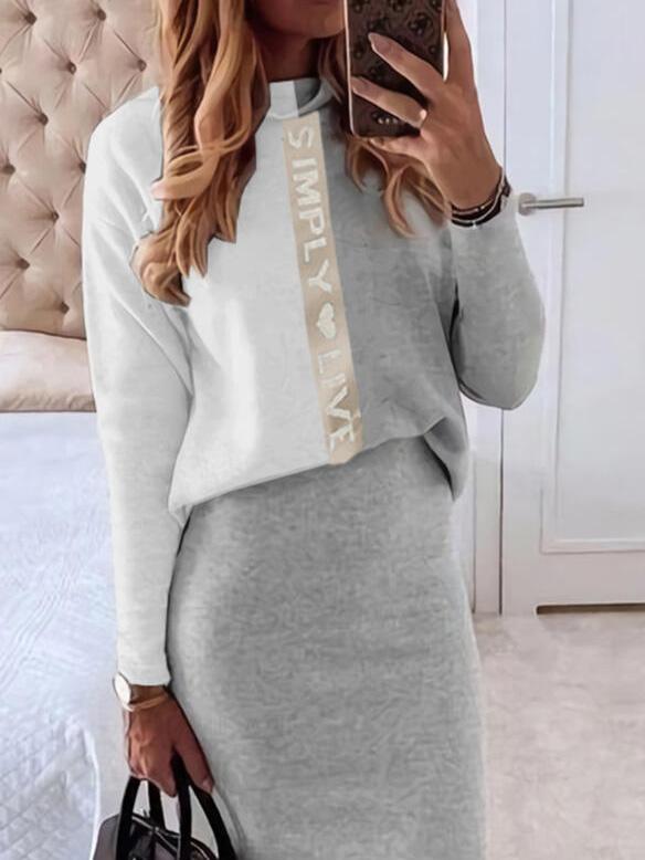 Women's Sets Colorblock Printed Long Sleeve Top & Skirt Two Piece Set - Sets - Instastyled | Online Fashion Free Shipping Clothing, Dresses, Tops, Shoes - 10/12/2021 - 30-40 - Bottoms