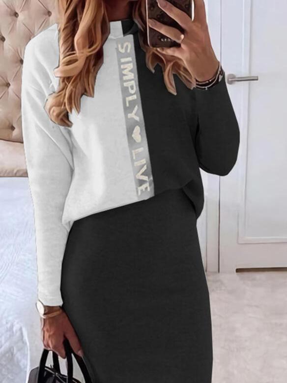 Women's Sets Colorblock Printed Long Sleeve Top & Skirt Two Piece Set - Sets - Instastyled | Online Fashion Free Shipping Clothing, Dresses, Tops, Shoes - 10/12/2021 - 30-40 - Bottoms