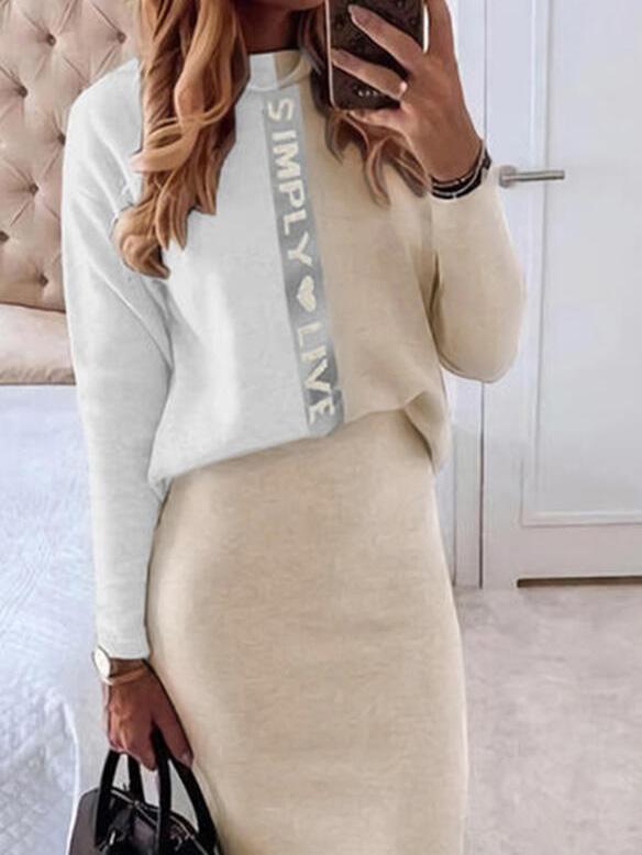 Women's Sets Colorblock Printed Long Sleeve Top & Skirt Two Piece Set - Sets - Instastyled | Online Fashion Free Shipping Clothing, Dresses, Tops, Shoes - 10/12/2021 - 30-40 - Bottoms