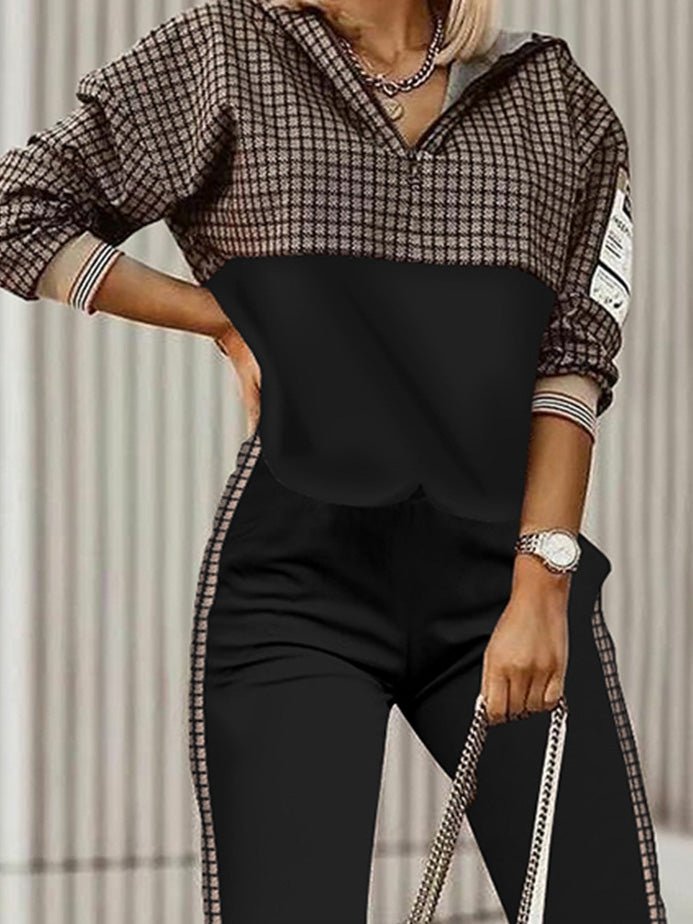 Women's Sets Long Sleeve Hoody Trousers Contrast Color Two Piece Set - Sets - Instastyled | Online Fashion Free Shipping Clothing, Dresses, Tops, Shoes - 22/02/2022 - Bottoms - color-black