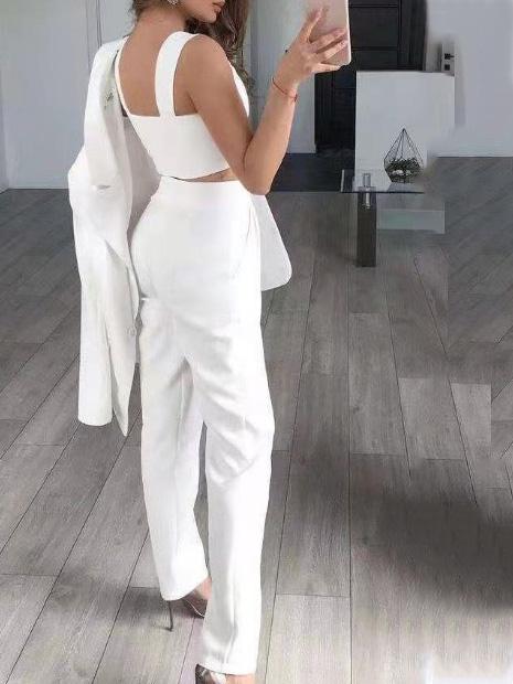 Women's Sets Long Sleeve Small Suit Loose Solid Three-Piece Suit - Sets - INS | Online Fashion Free Shipping Clothing, Dresses, Tops, Shoes - 23/09/2021 - Bottom - color-black