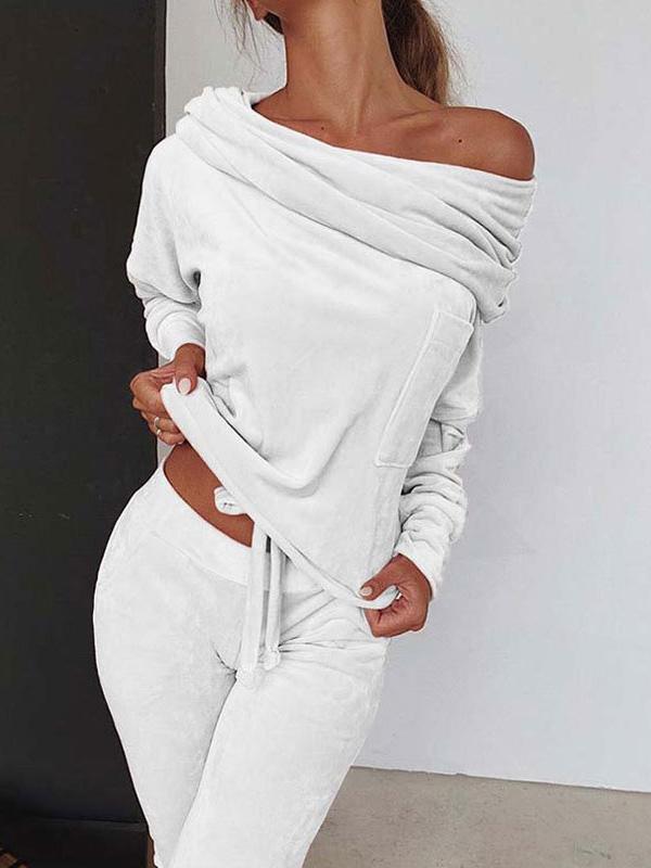 Women's Sets One-Shoulder Long Sleeve Top And Trousers Casual Two-Piece Suit - Sets - INS | Online Fashion Free Shipping Clothing, Dresses, Tops, Shoes - 21/08/2021 - 30-40 - Bottom