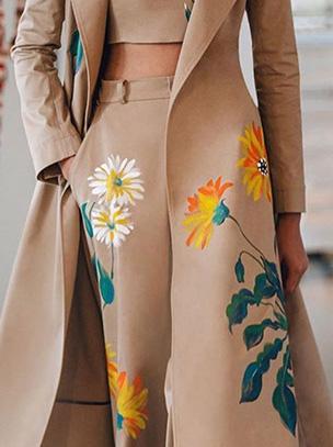Women's Sets Three-Piece Long Printed Tube Top Trousers Trench Coat - Sets - INS | Online Fashion Free Shipping Clothing, Dresses, Tops, Shoes - 11/08/2021 - Bottom - Category_Sets
