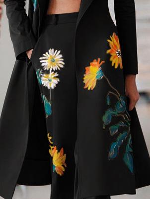 Women's Sets Three-Piece Long Printed Tube Top Trousers Trench Coat - Sets - INS | Online Fashion Free Shipping Clothing, Dresses, Tops, Shoes - 11/08/2021 - Bottom - Category_Sets