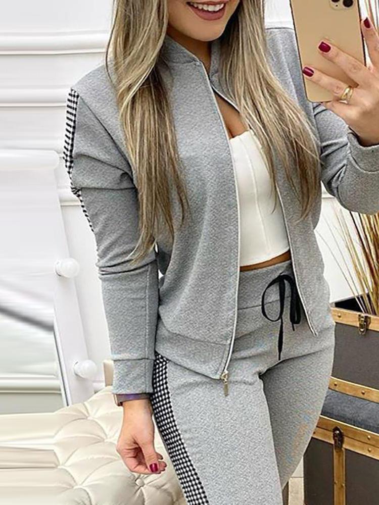 Women's Sets Zip Long Sleeve Jacket & Pants Two Piece Set - Sets - Instastyled | Online Fashion Free Shipping Clothing, Dresses, Tops, Shoes - 15/12/2021 - 40-50 - Bottoms