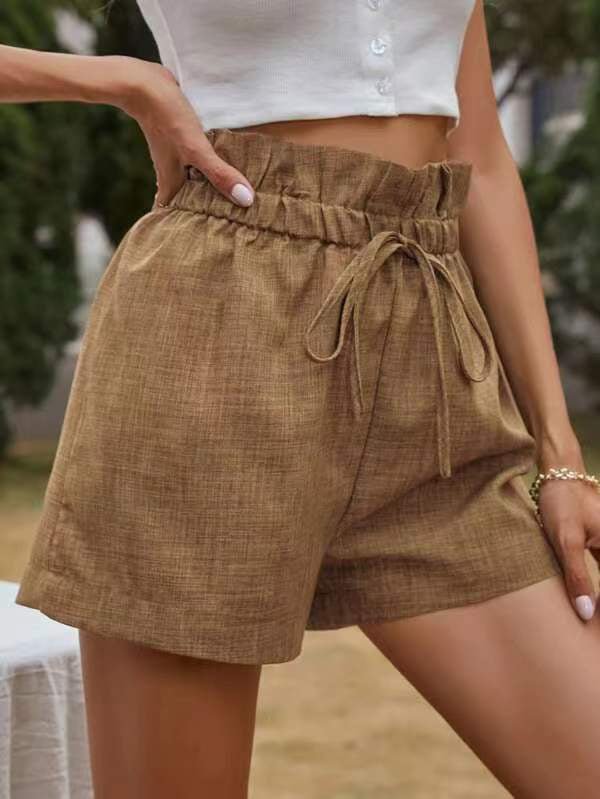 Women's Shorts High Waist Tie Loose Wide Leg Short - Shorts - Instastyled | Online Fashion Free Shipping Clothing, Dresses, Tops, Shoes - 10/02/2022 - 20-30 - Bottoms