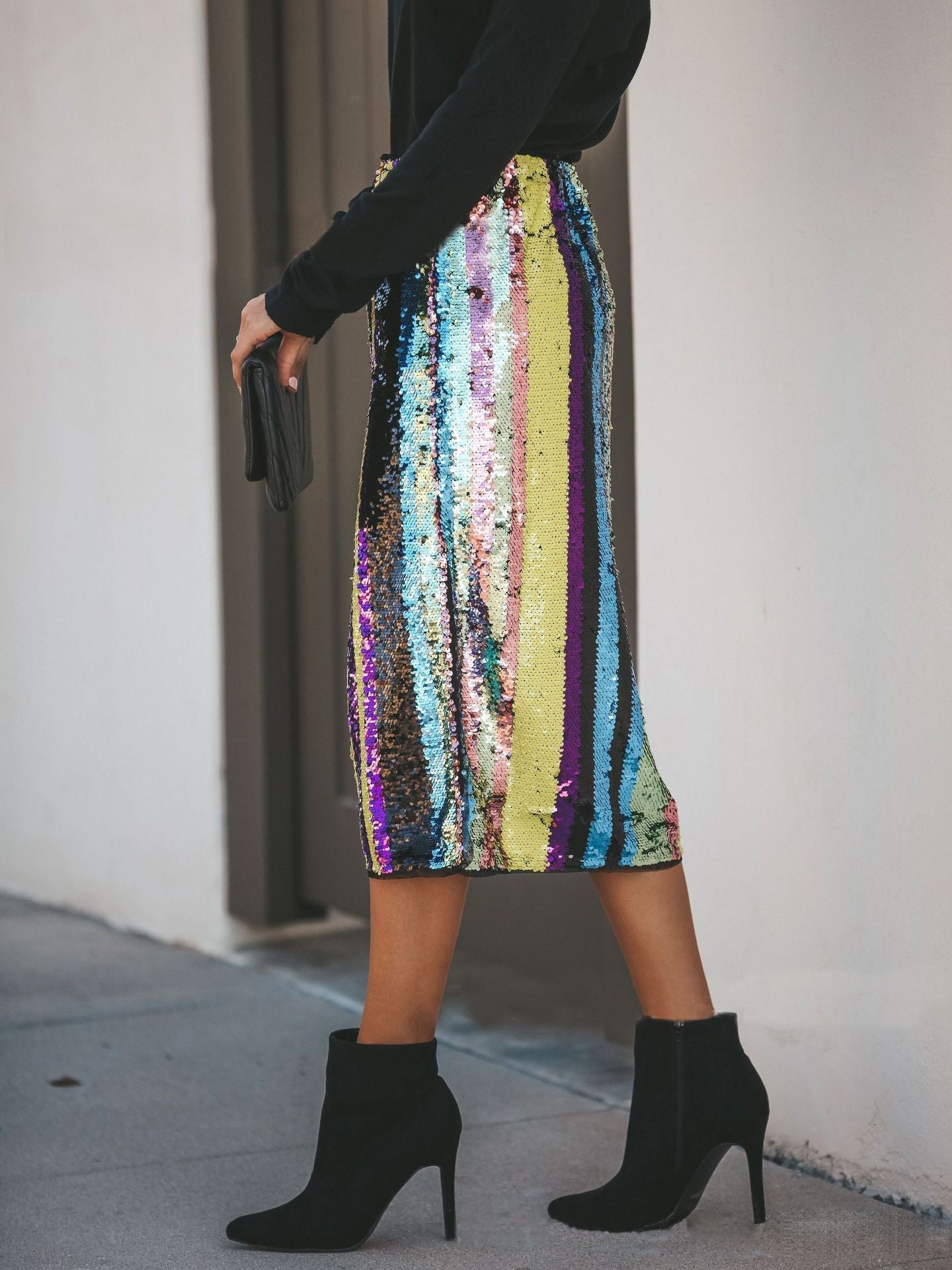 Women's Skirts Rainbow Sequin Split Hip Skirt - Skirts - Instastyled | Online Fashion Free Shipping Clothing, Dresses, Tops, Shoes - 07/01/2022 - 40-50 - Bottoms