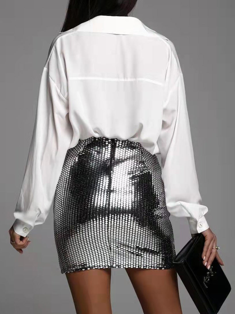 Women's Skirts Sequin Irregular Hip Mini Skirt - Skirts - Instastyled | Online Fashion Free Shipping Clothing, Dresses, Tops, Shoes - 12/01/2022 - 30-40 - Bottoms