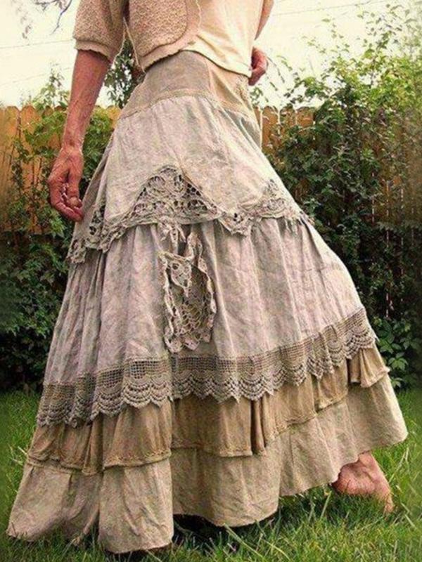 Women's Skirts Stitching Lace Big Swing Cake Skirt - Skirts - INS | Online Fashion Free Shipping Clothing, Dresses, Tops, Shoes - 20/11/2021 - 40-50 - Bottoms