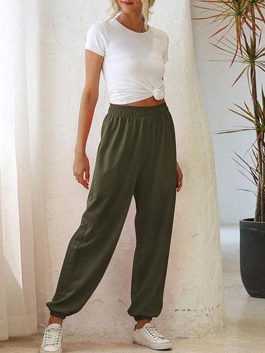 Women's Solid Color Relaxed Fit Jogger Sweatpant - Pants - INS | Online Fashion Free Shipping Clothing, Dresses, Tops, Shoes - 14/05/2021 - 140521 - Color_Army Green
