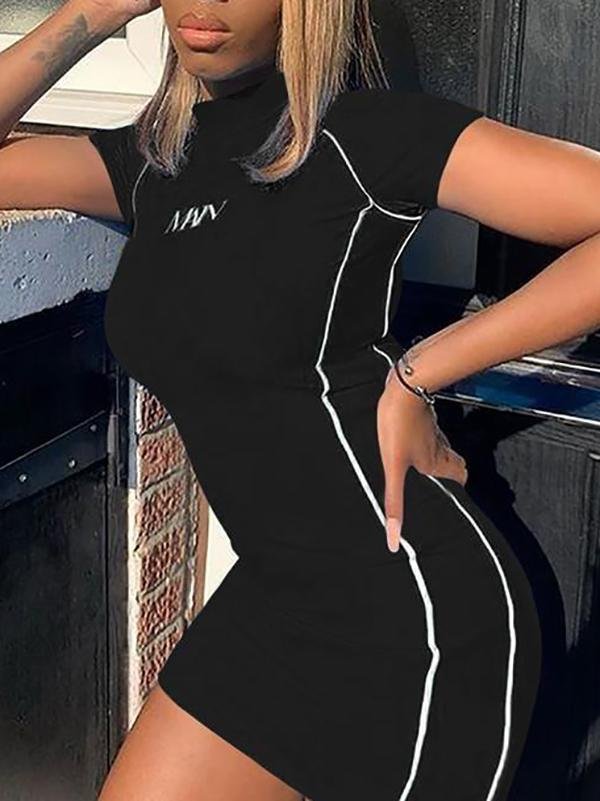 Women's Solid Color Short Sleeve Tank Top Slim Fit Sports Knit Dress - Dresses - INS | Online Fashion Free Shipping Clothing, Dresses, Tops, Shoes - 18/03/2021 - Black - Blue