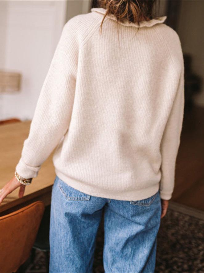 Women's Sweaters Lotus Leaf Collar Button Long Sleeve Sweaters - Cardigans & Sweaters - INS | Online Fashion Free Shipping Clothing, Dresses, Tops, Shoes - 12/11/2021 - 20-30 - Cardigans & Sweaters