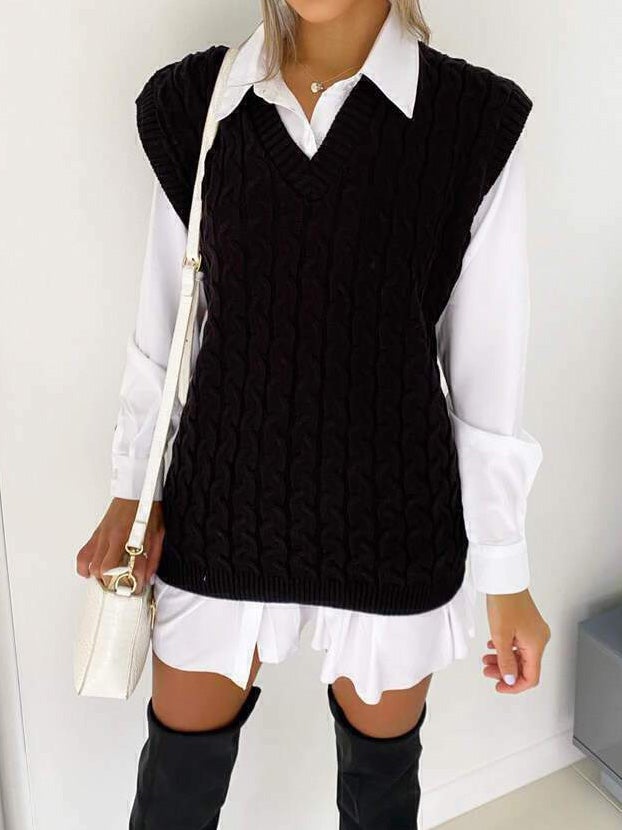 Women's Sweaters Vintage V-Neck Pullover Sleeveless Sweater - Cardigans & Sweaters - Instastyled | Online Fashion Free Shipping Clothing, Dresses, Tops, Shoes - 20-30 - 31/12/2021 - Cardigans & Sweaters
