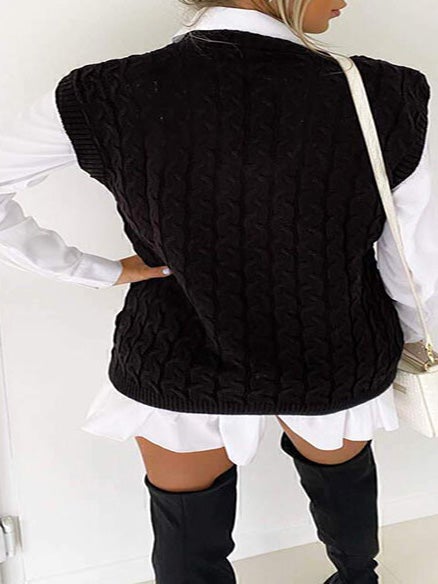 Women's Sweaters Vintage V-Neck Pullover Sleeveless Sweater - Cardigans & Sweaters - Instastyled | Online Fashion Free Shipping Clothing, Dresses, Tops, Shoes - 20-30 - 31/12/2021 - Cardigans & Sweaters
